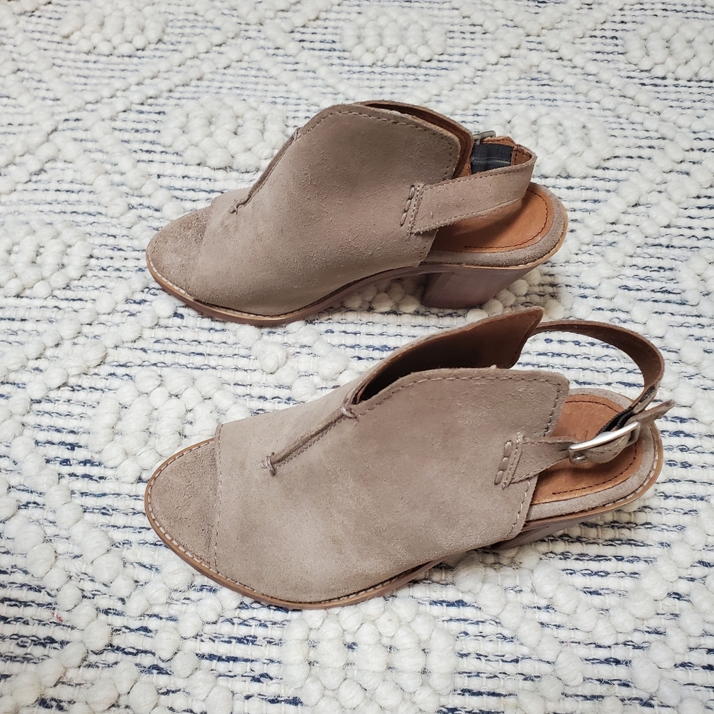 NEW Frye Courtney Sling Suede Peep Toe Bootie Shoes Country Boho Ash Size 6.5 - Picture 6 of 13